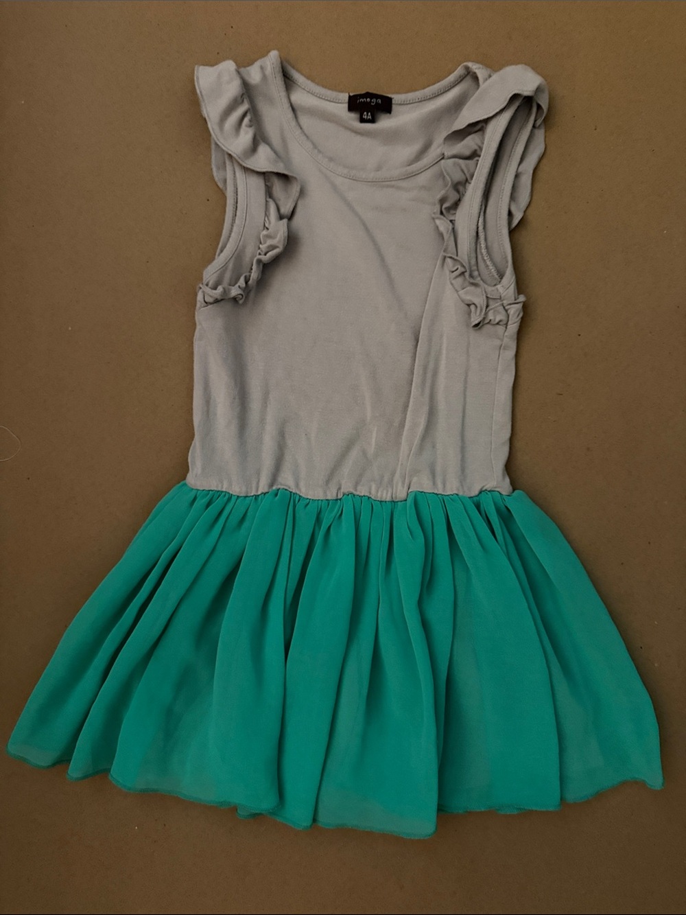 Imoga Grey & Teal Ruffle Tank Dress